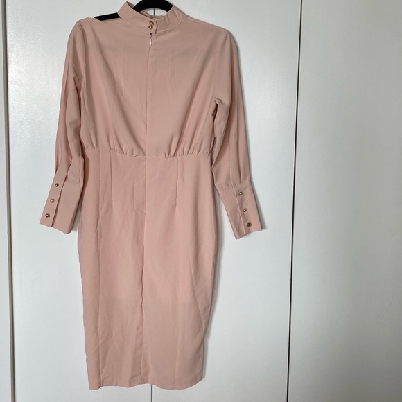 Pink Midi Dress with gold button detail - Picture 3 of 4